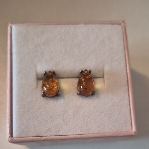 Elegant Amber Teardrop Earrings